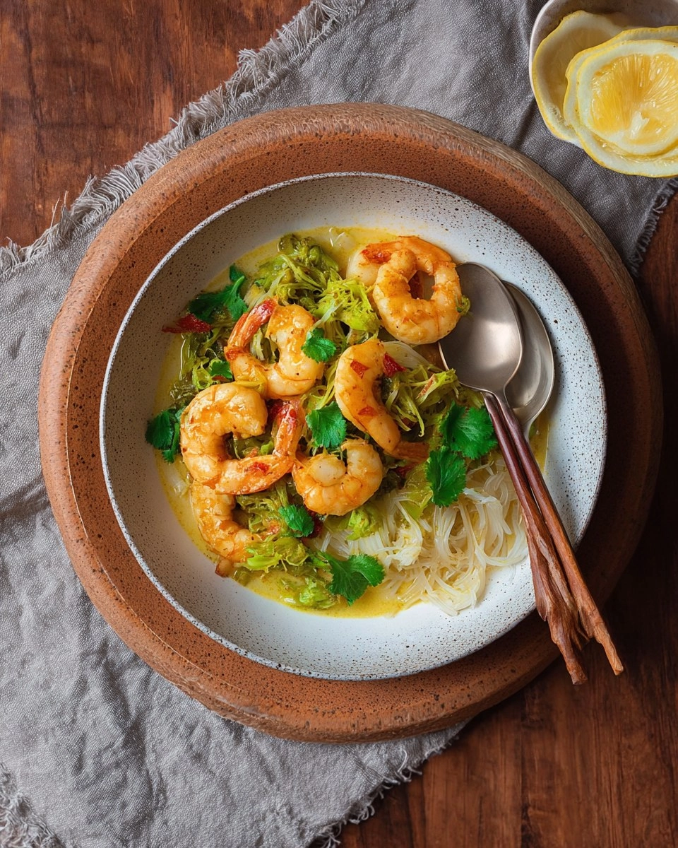 Crevettes au curry et lait de coco
