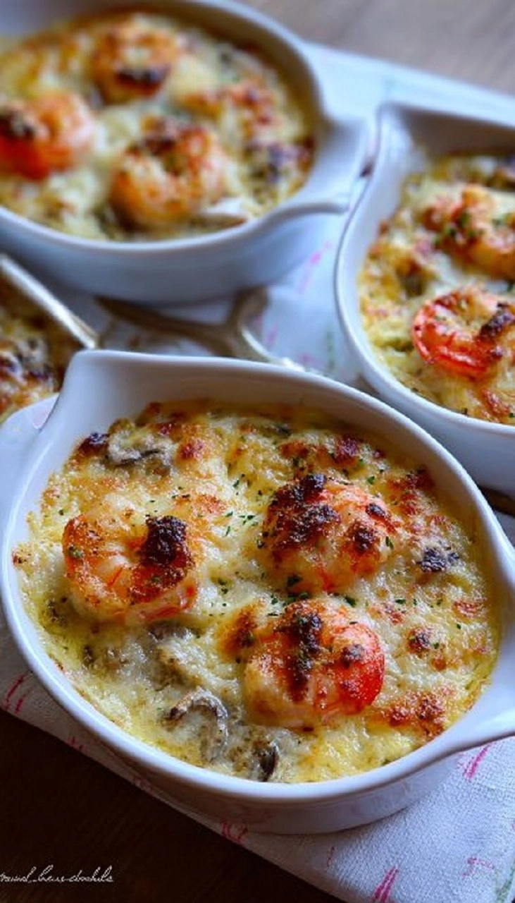 Crevettes gratinées au parmesan