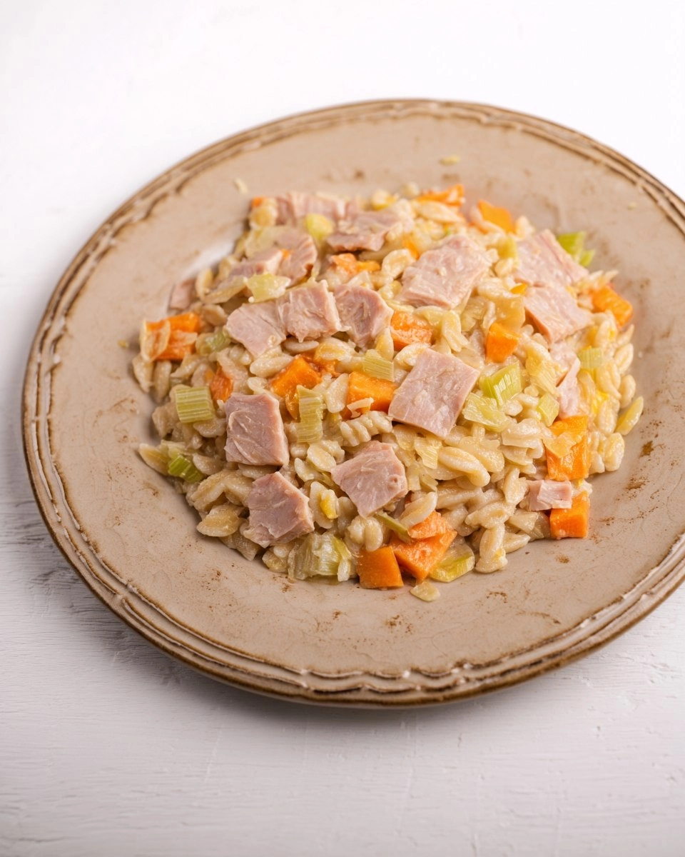 Crozets au jambon, carottes et poireaux