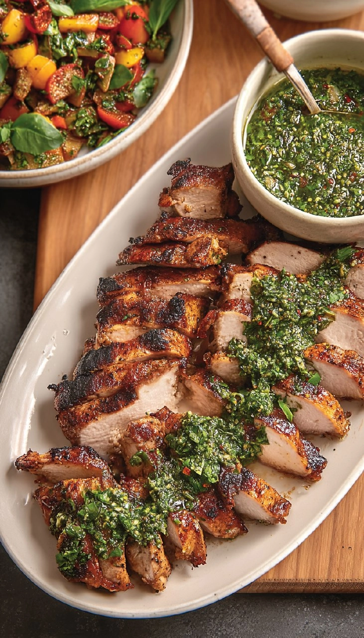 Poulet au chimichurri sur le barbecue
