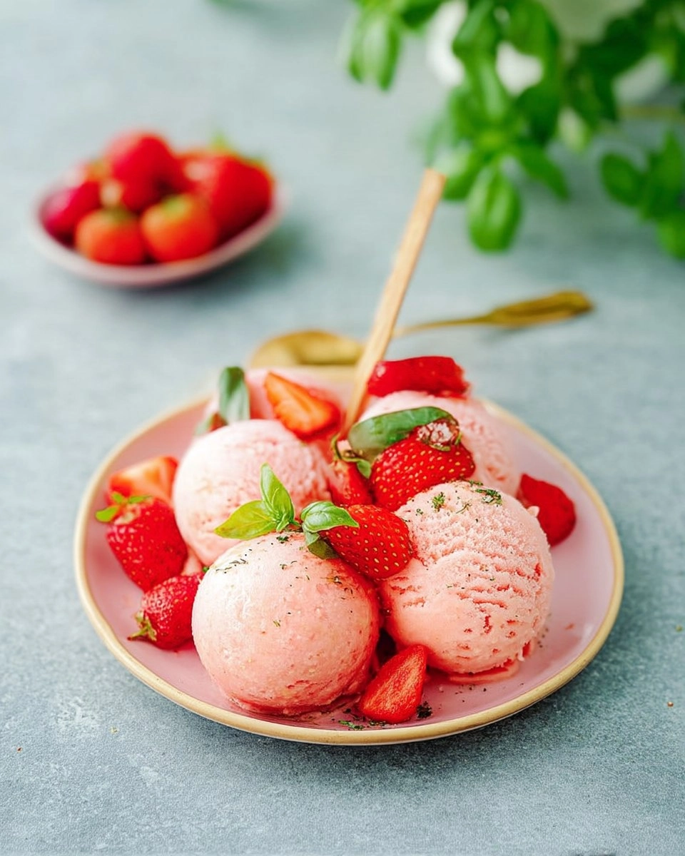 Glace fraise basilic et huile d'olive
