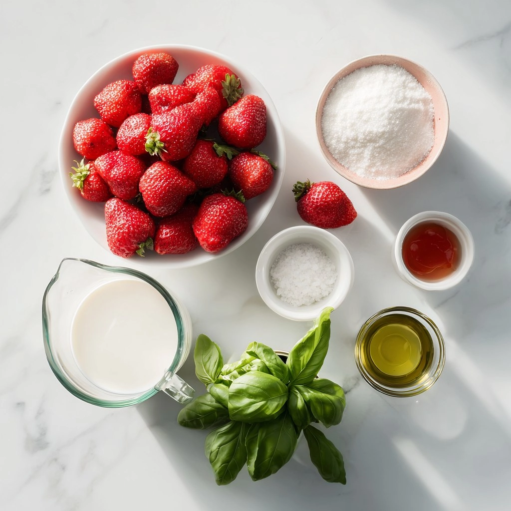 Glace fraise basilic et huile d'olive