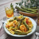 Recette-de-Pates-asperges-crevettes-sauce-au-curry